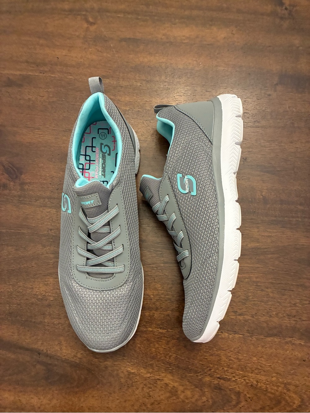 Sketchers S Sport By Skechers Yselle Sneakers Women’s 11 Gray Teal Shoes